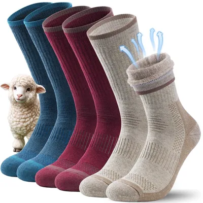 Zdjęcie produktu dla Omgoods - Skarpetki sportowe z wełny merino, 3 pary, ciepłe i wygodne