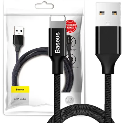 Zdjęcie produktu dla Baseus Yiven Kabel Przewód W Materiałowym Oplocie Usb / Lightning 1,2M Czarny (Calyw-01)