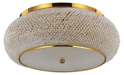 Image de Pasha' Plafonnier contemporain Métal-Cristal Or 6 Lumières E14