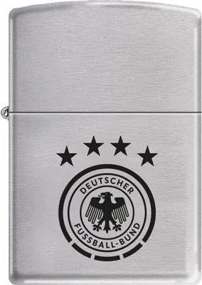 Produktbild von Zippo Benzinfeuerzeug Chrom mit schwarzem DFB-Aufdruck offizieller Lizenzartikel