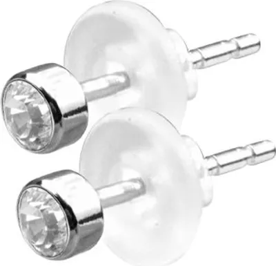 Produktbild von 1 Paar Damen Ohrstecker Edelstahl 316L Ohrringe mit Kristallstein Weiss 4mm ESBJD-CZ