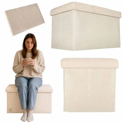 Productafbeelding van Opklapbare opbergkist voor onder de zitting, 50x31x31 cm, beige