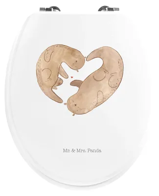 Produktbild von Mr. & Mrs. Panda Toilettendeckel Otter Herz - Weiß - Geschenk, Seeotter, Liebe, Klositz, klo deckel, WC Brille, Klodeckel, Sitz