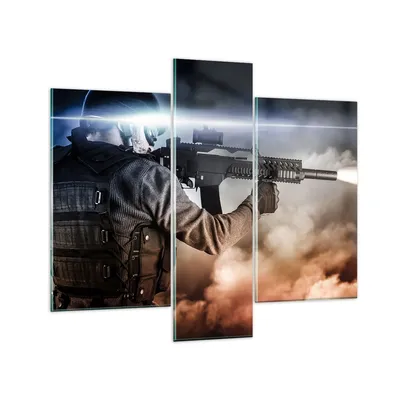 Produktbild von Bilder auf glas - Armee Soldat Shooter kugelsichere Weste - 95x80cm - Glasbilder - Wandbilder - Kunstdruck - Wanddekoration aus Glas - Glas Bilder - Wandbild auf Glas - GCB95x80-2493