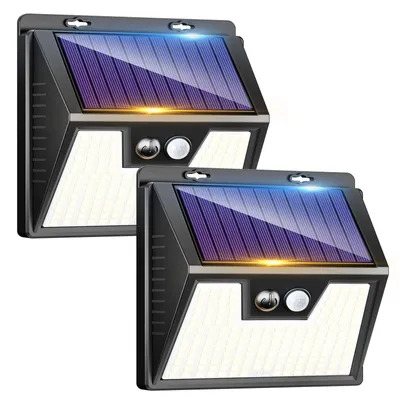 Solarlampen 2er-Pack mit Bewegungsmelder, 176 LED, IP65, 3 Modi