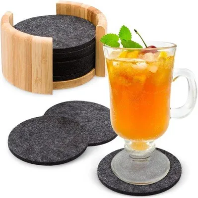 Image de Porte-verres en bambou pour tasses et mugs, gris foncé