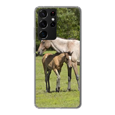 Produktbild von MuchoWow® Handyhülle Schutzhülle Hülle für Samsung Galaxy S21 Ultra Pferde - Gras - Schatten Silikon Softcase Handy Hülle - Mobiltelefon