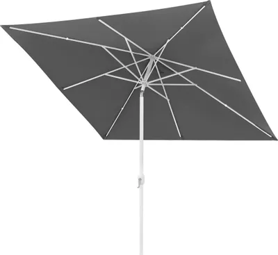Produktbild von Sonnenschirm 3x3m quadratisch grau Garten Balkon knickbar mit Kurbel UV-Schutz Gestell weiß paramondo interpara