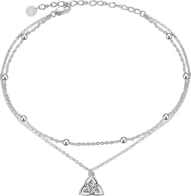 Image de VONALA 925 Bracelet de cheville en argent sterling pour femmes filles Bracelet de cheville double marguerite œil papillon tournesol étoile