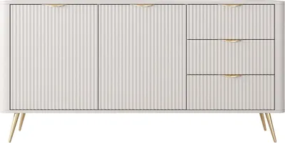 Produktbild von Sideboard mit 2 Türen & 3 Schubladen - MDF - Beige & Goldfarben - ELONARIA II