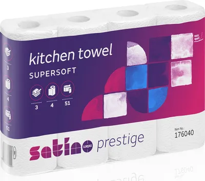 Produktbild von satino by wepa Küchenrolle Prestige 3-lagig hochweiß