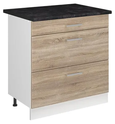 Imagen del producto de Mueble bajo de cocina Vicco R-Line Sonoma/Blanco 80 cm con 3 cajones encimera Antracita, Model 72368