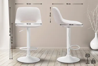 Produktbild von Barhocker HLO-CP244 Stoff weiß  creme