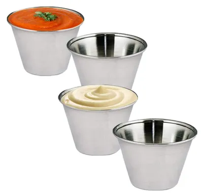 4 Edelstahl-Soßenschälchen 115 ml Dip-Schalen