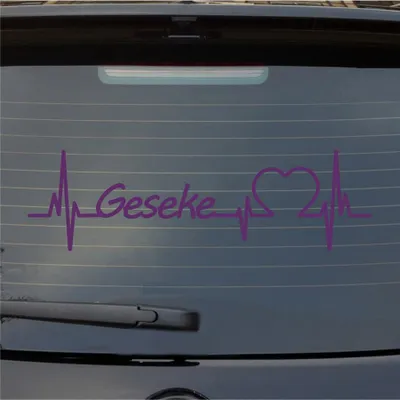 Produktbild von Heckscheibenaufkleber Geseke Herzschlag Puls Stadt Liebe 55x16 cm Lila Auto Aufkleber Sticker