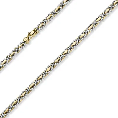 Produktbild von 4,5mm Königskette Halskette Kette aus 585 Gold gelb/weiß bicolor 50cm Uni