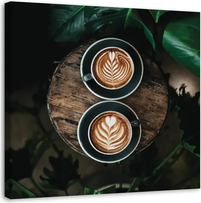 Produktbild von Leinwandbild kaffee-latte-getränk 60x60 cm Feeby braun wandbild bereit zum aufhängen