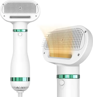 Produktbild von 2-in-1 Selbstreinigender Bürstenkopf Hundetrockner | Ergonomisch Kompakt und Leicht | Temperatur Einstellbar | Leiser Wasserbläser | Professionelle Tierbürste für Hunde & Katzen