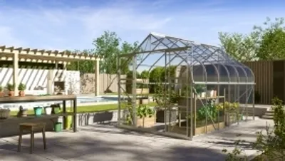 Produktbild von Vitavia Gewächshaus "Dione 9900" inkl. Stahlfundamentrahmen aluminium eloxiert 9,9 m² 3 mm ESG