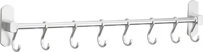 Produktbild von Welikera Wandhaken, Hakenleiste mit 8 Haken, Aluminium Handtuchhaken Ohne Bohren - Selbstklebend - 58 cm