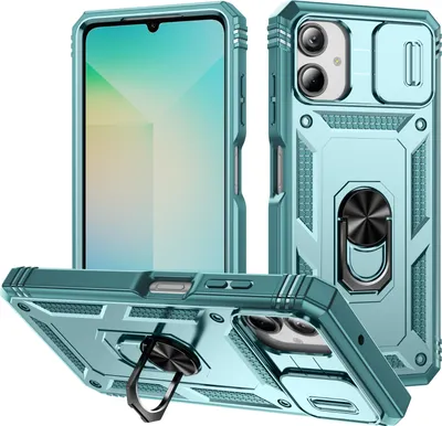 Produktbild von Galaxy A06 Hülle, Schiebe Kamera Schutz Stoßfest Schutzhülle mit Ringhalterung Ständer für Samsung Galaxy A06 Grün