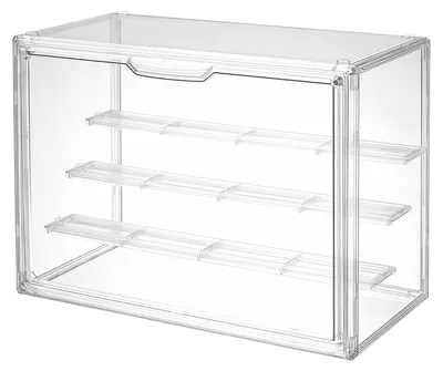 Imagen del producto de Vitrina acrílica de 4 compartimentos para figuras, con cajas transparentes apilables