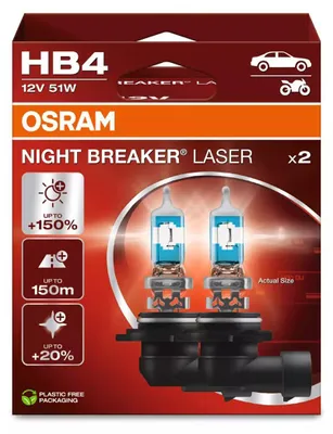 Zdjęcie produktu dla Żarówka Night Breaker Laser Hb4 12V/51W P22D +150% 2Szt. (Eko)