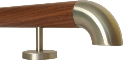 Produktbild von TIBU Nussbaum Handlauf Holz Geländer Treppe 30-500 cm,Variante: 40 cm mit 2 Halter Edelstahlbogen