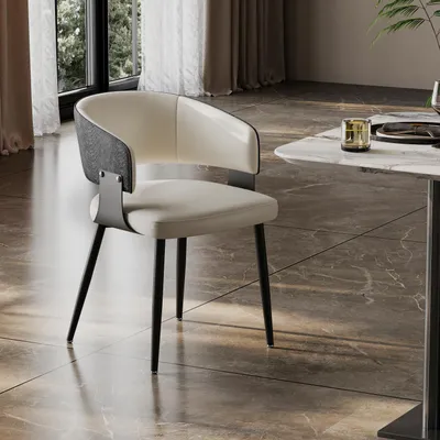 Immagine prodotto di FATIVO Sedia da Pranzo – Sedia Imbottita Moderna in Vera Pelle, Schienale con Motivo Serpente, Imbottitura 7 cm, Portata fino a 100 kg, Crema/Nero