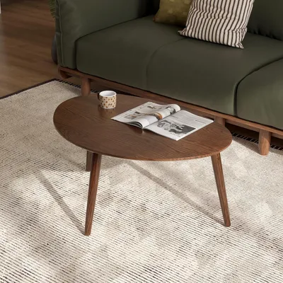 Immagine prodotto di Tavolino da caffè in legno massello, noce, dimensioni 85x58x40 cm
