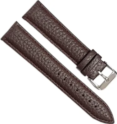 Produktbild von Minott | Uhrenarmband genarbtes Leder gepolstert mit Naht dunkelbraun, Stegbreite:22mm, Schließe:Silbern