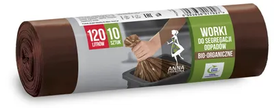 Obrázek produktu pro Sáčky na třídění odpadu, sáčky na bioodpad, odolné proti protržení, objem 120 litrů, 10 kusů, barva hnědá