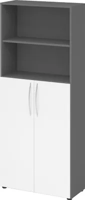 Produktbild von Regal 5 Ordnerhöhen 1880 x 800 x 346 mm Drehtüren unten, graphit/weiß