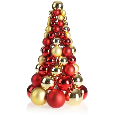 Produktbild von COM-FOUR® Künstlicher Weihnachtsbaum mit Christbaumkugeln - Geschmückter Tannenbaum für die Weihnachtsdekoration - Christbaum für die Deko zu Weihnachten