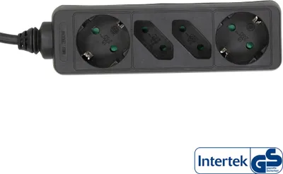 Immagine prodotto di InLine® 16441 Striscia di prese, 4 vie, 2x contatto di terra + 2x Euro, 1,5 m, nero