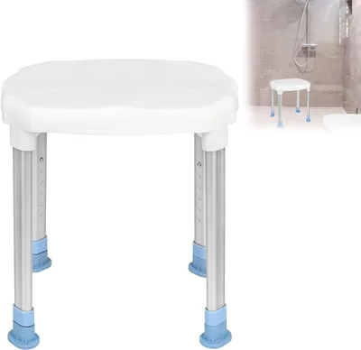 Produktbild von Duschhocker - Badezimmerhocker - Sicheres Duschen - Höhenverstellbar - Tragfähigkeit: 150 kg - Weiß