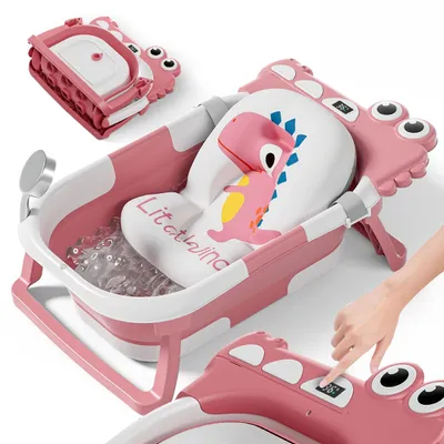 Immagine prodotto di Vaschetta da bagno pieghevole per bambini con cuscino da bagno: confortevole e pratica