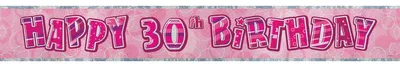 Produktbild von Banner für Partydekoration zum 30. Geburtstag, rosa, 274 cm Länge, 13 cm Höhe