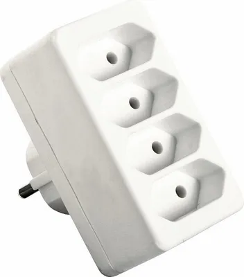 Produktbild von as-Schwabe Schutzkontaktstecker auf 4 Euro-Stecker 230V 16A Adapter Weiß IP20