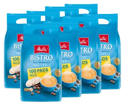 Produktbild von Melitta Bistro mild Pads, Kaffeepads für Pad-Maschinen, 2er / 8er Set
