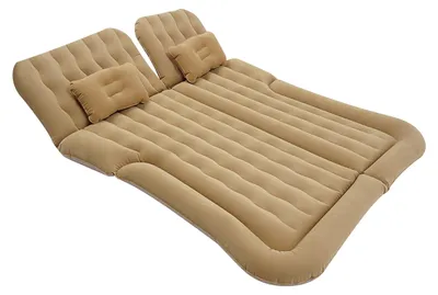Produktbild von SUV Luftmatratze - Aufblasbares Auto-Bett Rücksitz - Flock-PVC, 300 kg Tragkraft, 6 Luftkammern, DC12V 75W Elektropumpe, Klappbar für Camping - Braun