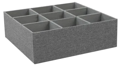 Zdjęcie produktu dla Organizer do szuflad, 9 przegródek, do szafy, pojemnik do przechowywania bielizny, skarpet, chusteczek, krawatów, pasków, kolor: szary