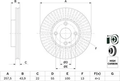 Produktbild von 2x BOSCH Bremsscheibe 0 986 479 E56 für MAZDA 2 Schrägheck (DL DJ) MX-5 IV (ND)
