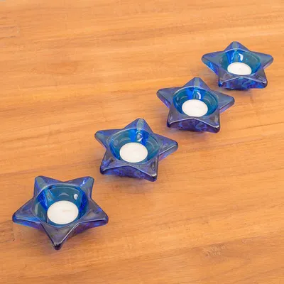 Produktbild von 4er Set Teelichtstern / Teelichthalter STERN aus Glas