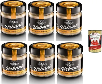 Produktbild von Urbani Tartufi Sugo Porcini & Tartufo Steinpilz- und Trüffelsauce 6x 130gr + Italian Gourmet Polpa di Pomodoro 400g