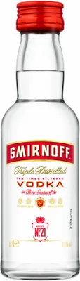 Produktbild von Smirnoff Red No. 21 Premium Vodka Triple Destilled, Wodka, Alkohol, Alkoholgetränk, Flasche, Miniatur, PET, 40 %, 50 ml, 724617
