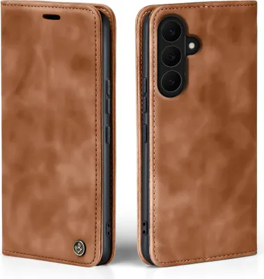 Produktbild von Handy Hülle für Samsung Galaxy S26+ Klapphülle Bookcase Flip Cover Handy Tasche Etui Farbe: Hellbraun