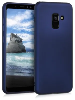 Produktbild von kwmobile Handyhülle für Samsung Galaxy A8 (2018) Hülle - Silikon Case metallisch schimmernd - Schutzhülle Cover - Metallic Blau