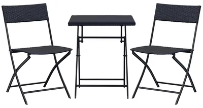 Produktbild von Outsunny 3-teilige Poly-Rotan Bistro-Sitzgruppe Tisch-Stuhl-Set Gartenmöbel 841-093
