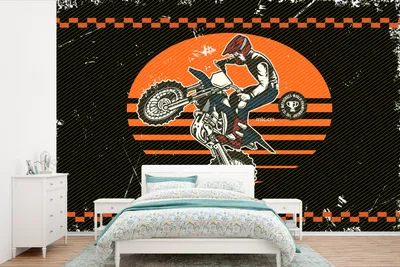 Obrázok produktu pre MuchoWow® Fototapety pre obývaciu izbu alebo spálňu tapety vinylové motív tapety Motocykel - Vintage - Dizajn 390x260cm